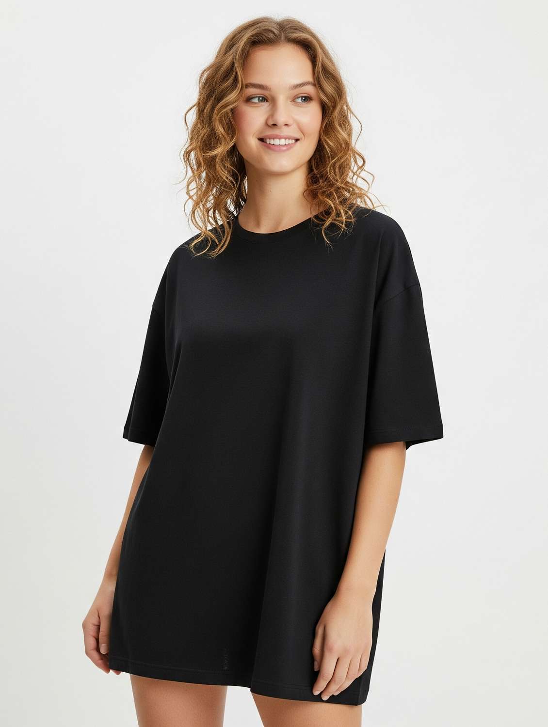 women solid short sleeve oversized t-shirt - 22254359 -  Standard Image - 1