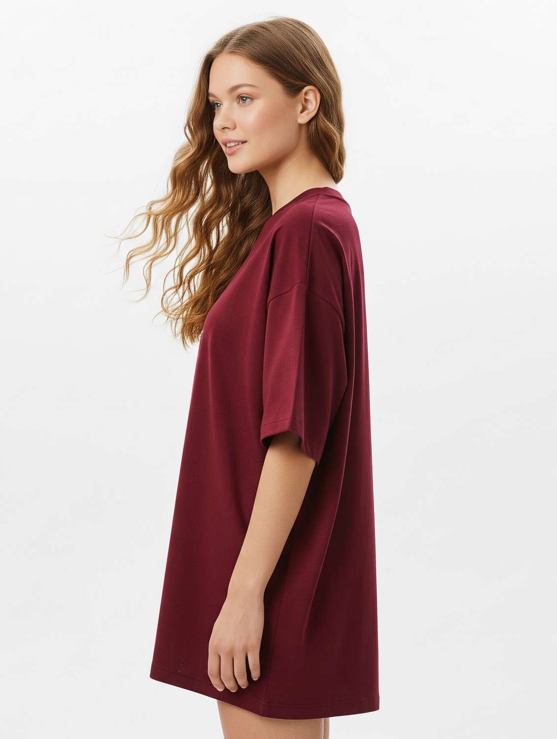 women solid short sleeve oversized t-shirt - 22254362 -  Standard Image - 1