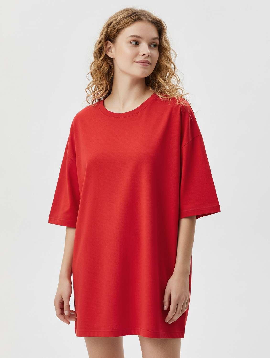 women solid short sleeve oversized t-shirt - 22254364 -  Standard Image - 1