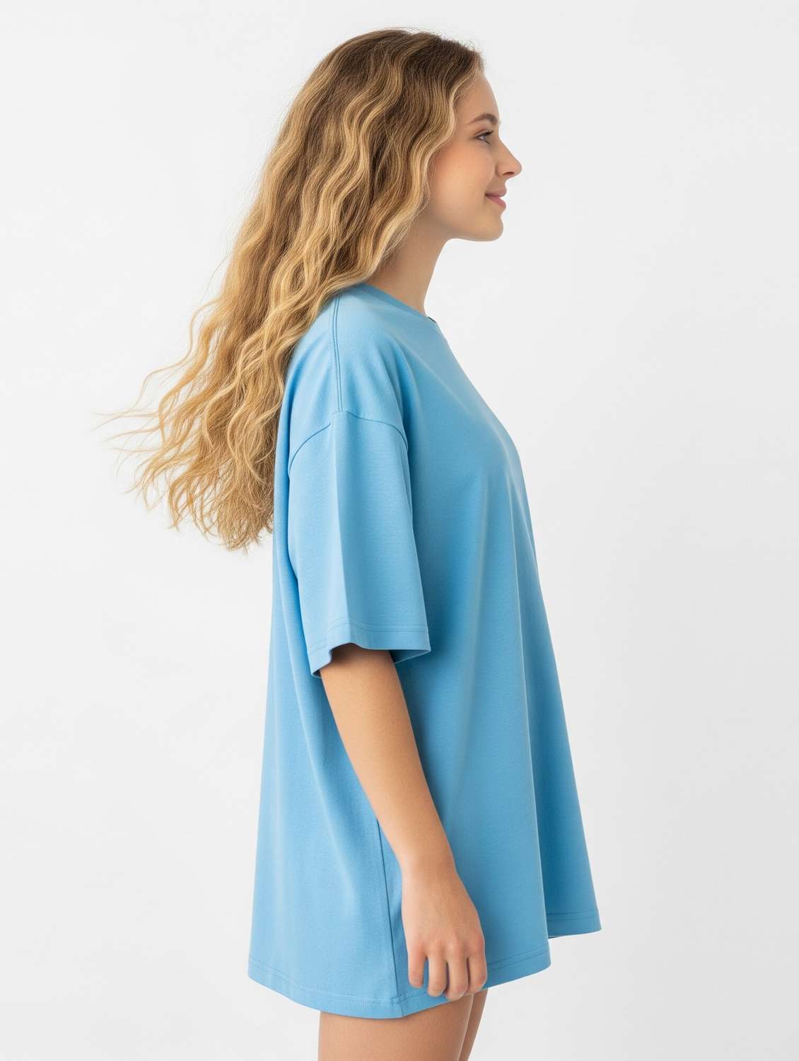 women solid short sleeve oversized t-shirt - 22254365 -  Standard Image - 1