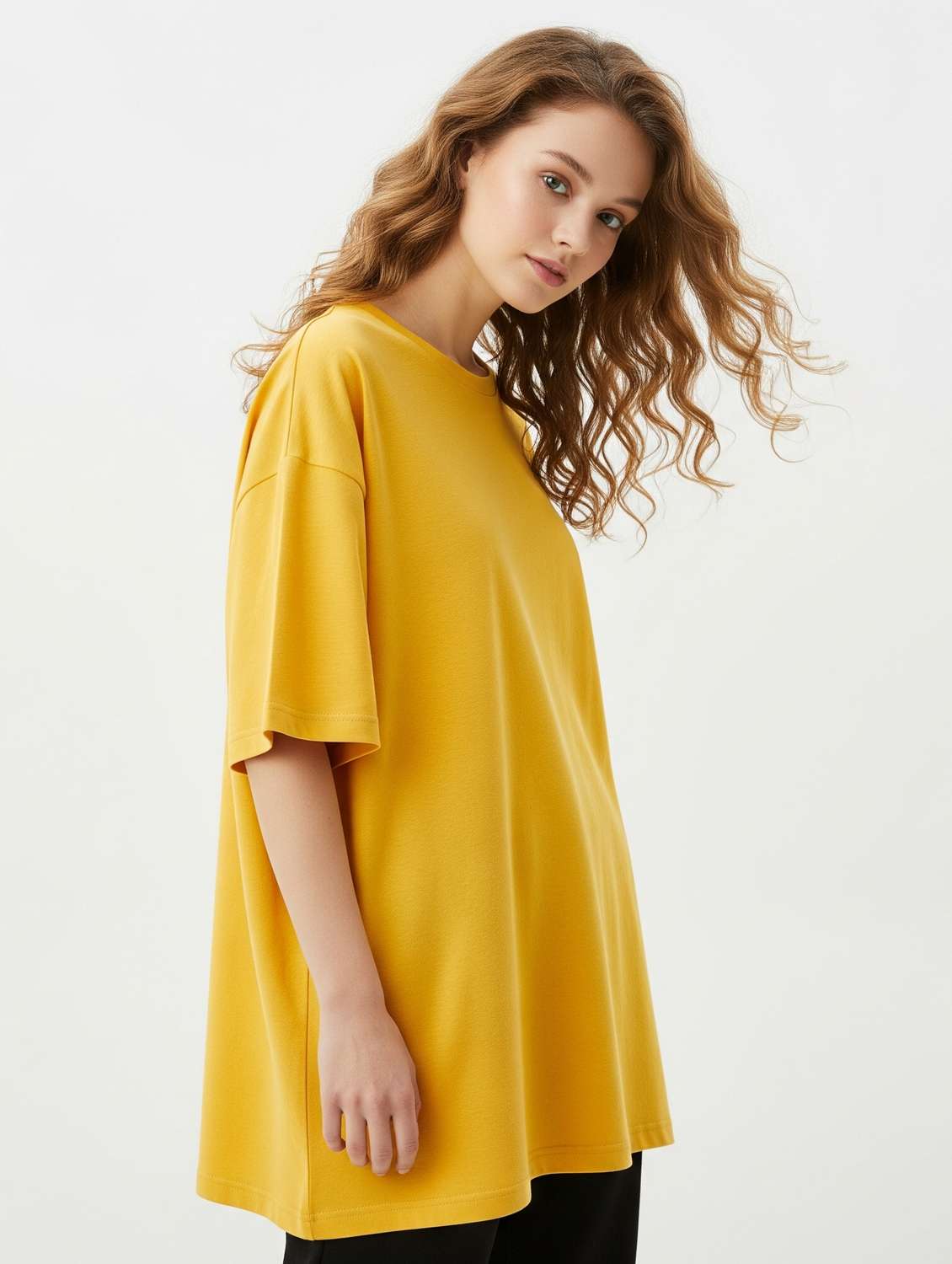 women solid short sleeve oversized t-shirt - 22254367 -  Standard Image - 1