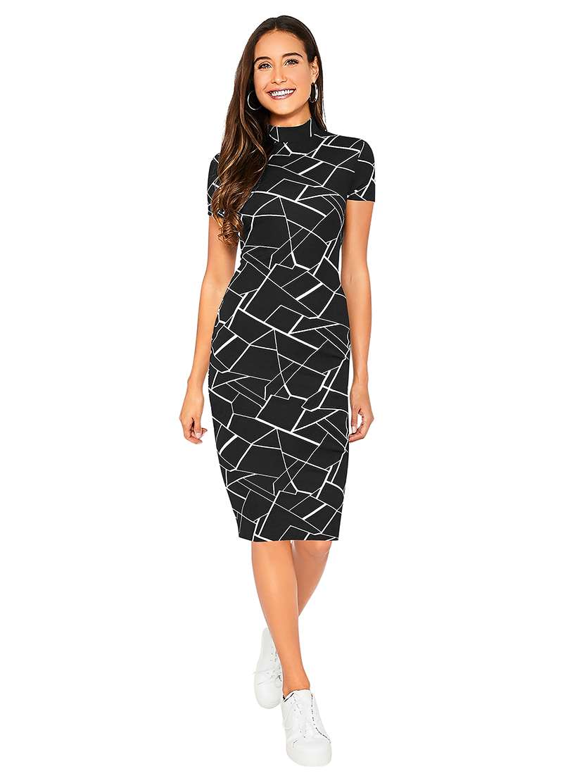 women printed short sleeve bodycon dress - 22254451 -  Standard Image - 4