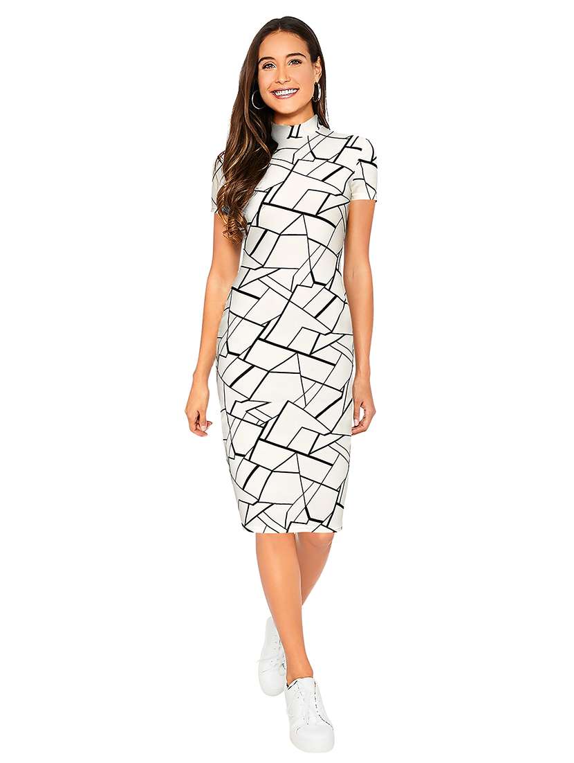 women printed short sleeve bodycon dress - 22254453 -  Standard Image - 4