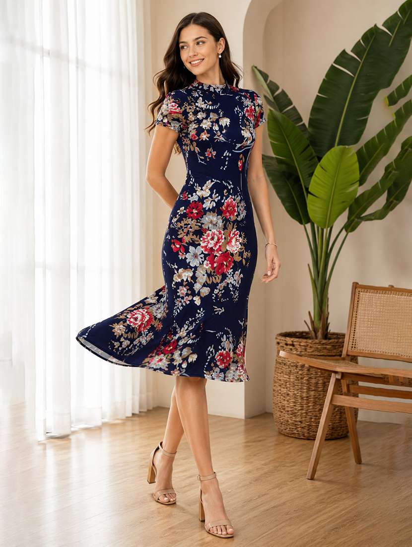 women floral print short sleeve bodycon dress - 22254464 -  Standard Image - 1