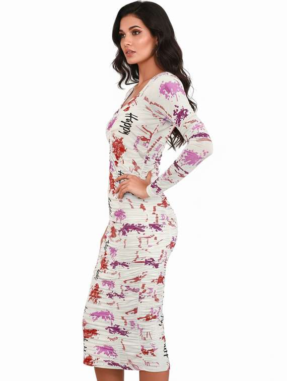 women printed puff sleeve bodycon dress - 22254467 -  Standard Image - 1