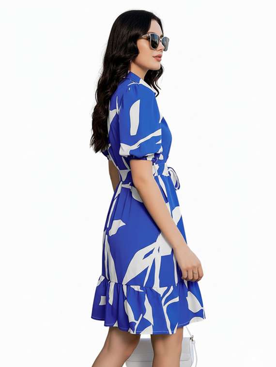 women printed puff sleeve tiered dress - 22254472 -  Standard Image - 1