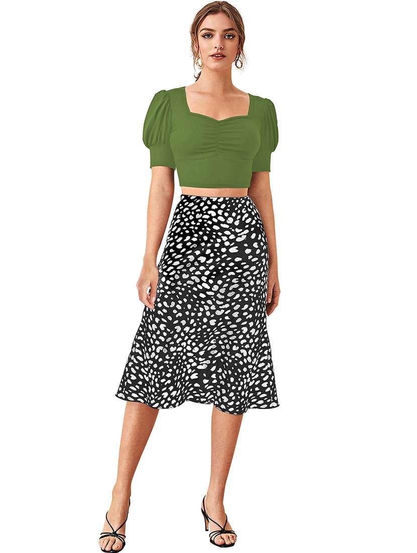 women solid puff sleeve crop top - 22254500 -  Standard Image - 4