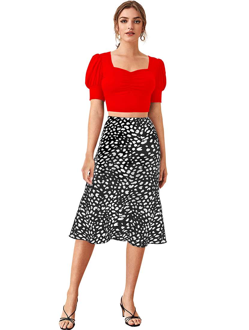 women solid puff sleeve crop top - 22254503 -  Standard Image - 4