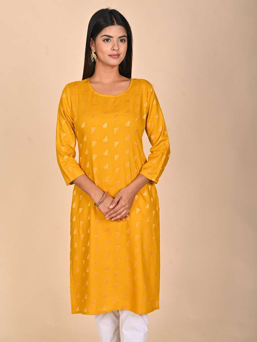 women foil printed three quarter sleeve kurta pant set - 22254859 -  Standard Image - 1