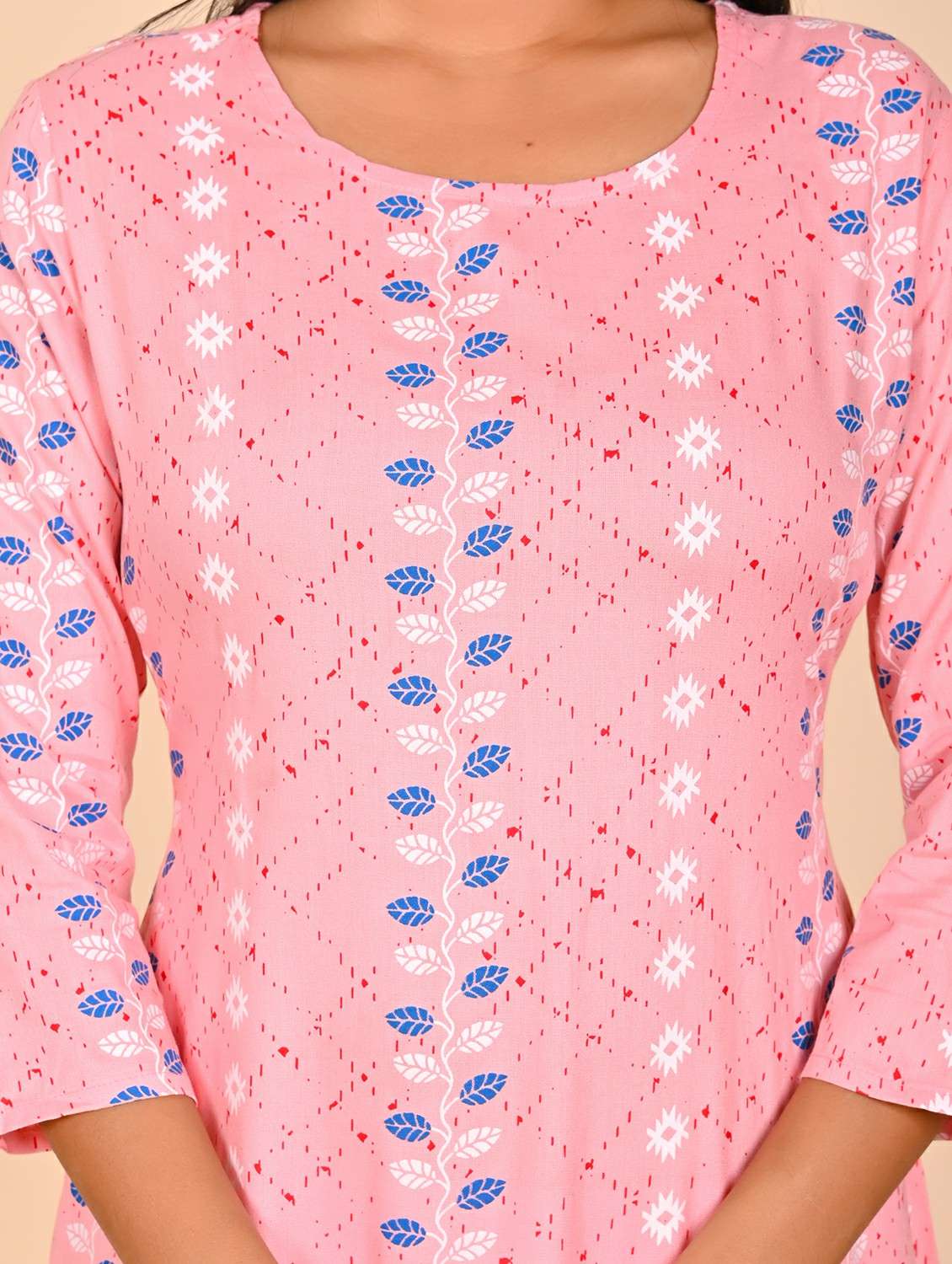 women printed three quarter sleeve kurta pant set - 22254866 -  Standard Image - 4