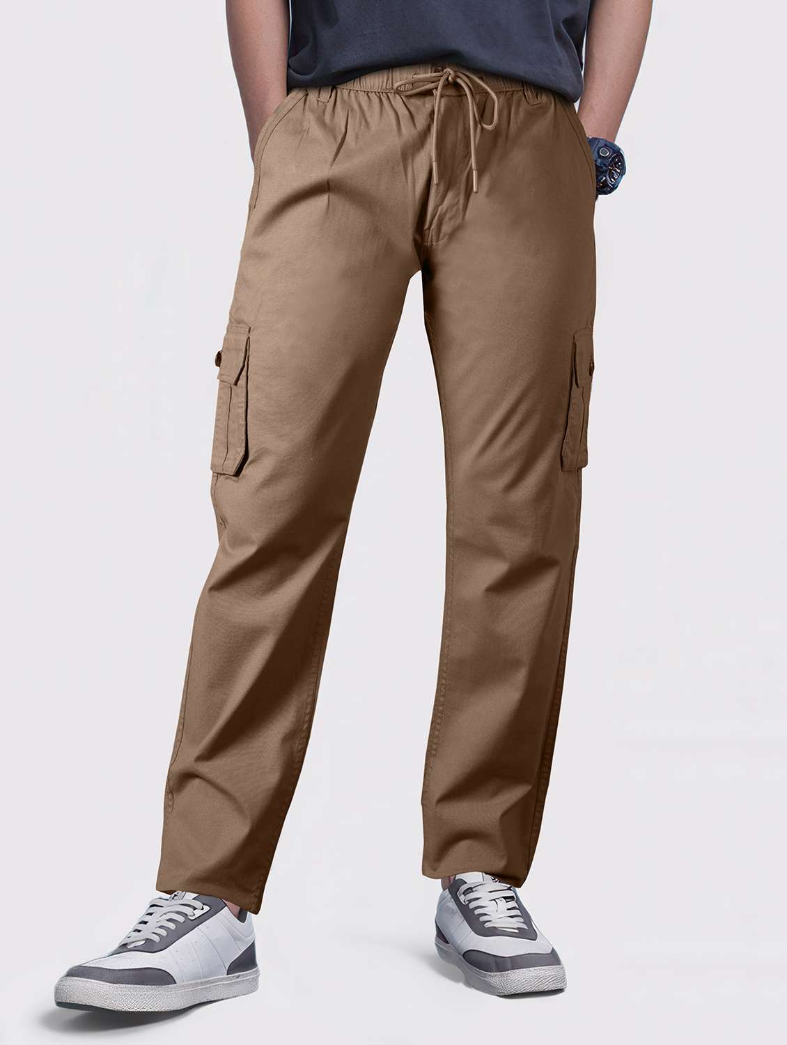 men solid mid rise cargo - 22254923 -  Standard Image - 1