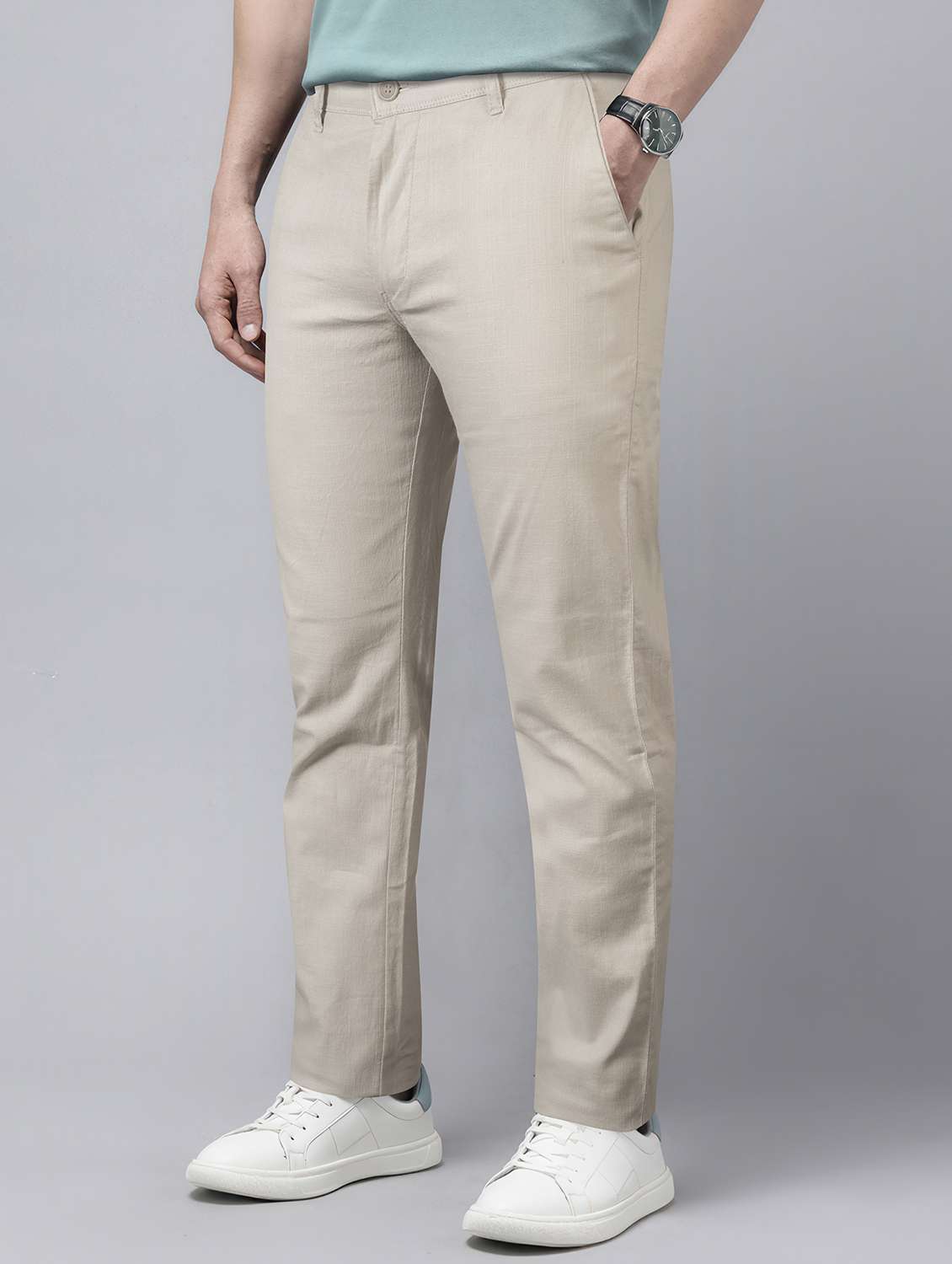 men solid mid rise slim fit chinos  - 22254929 -  Standard Image - 1