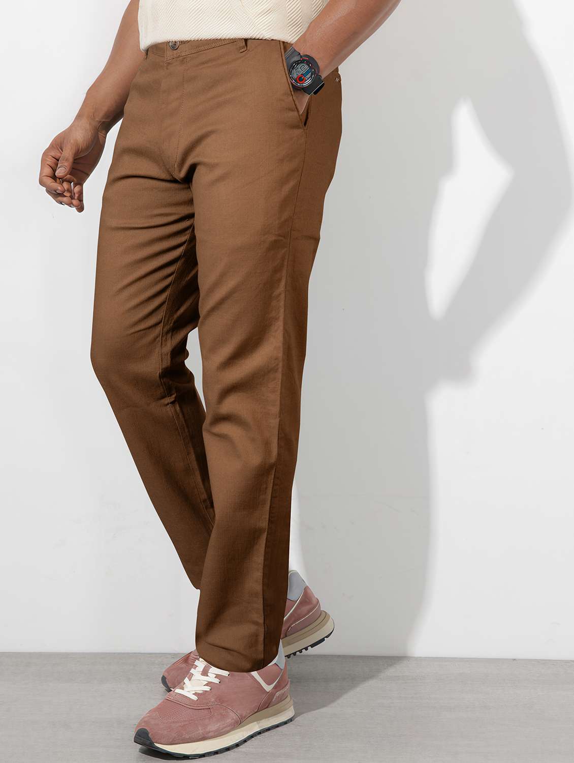 men solid mid rise straight fit chinos  - 22254931 -  Standard Image - 1