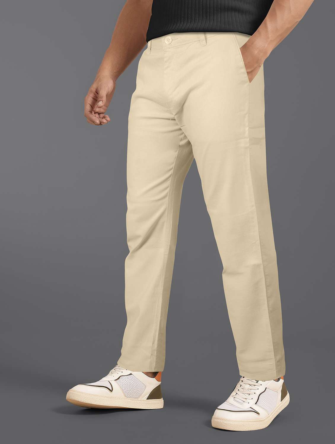 men solid mid rise straight fit chinos  - 22254932 -  Standard Image - 1