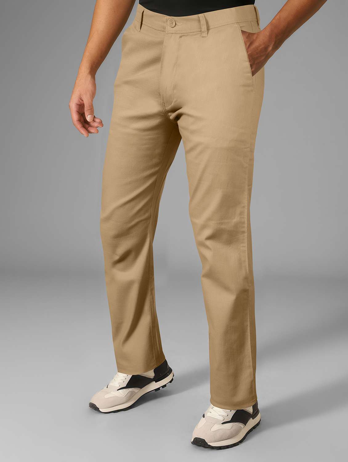 men solid mid rise straight fit chinos  - 22254934 -  Standard Image - 1