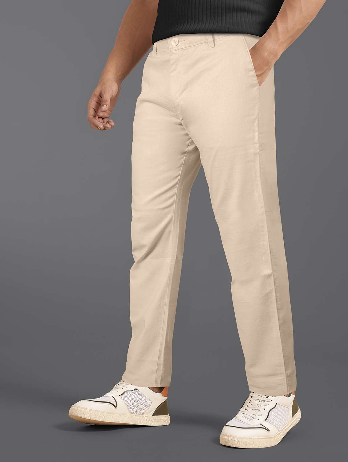 men solid mid rise straight fit chinos  - 22254936 -  Standard Image - 1