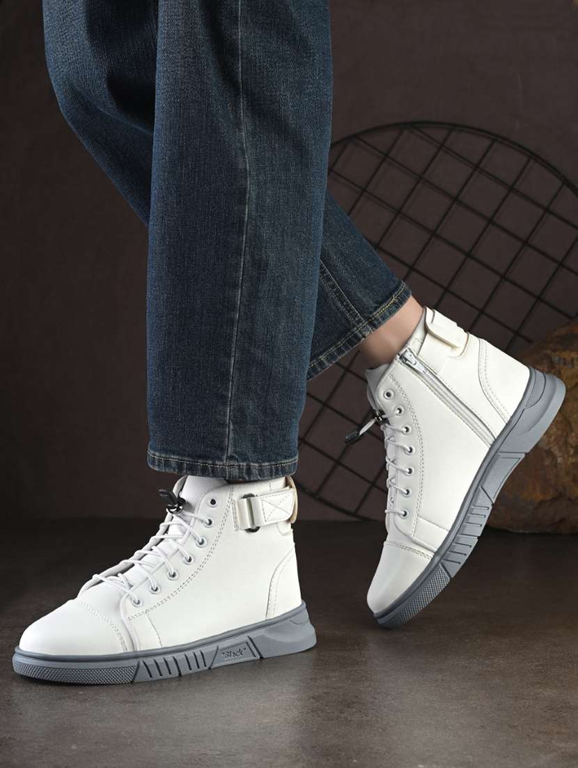 Men White Lace Up Boot - 22254968 -  Standard Image - 1