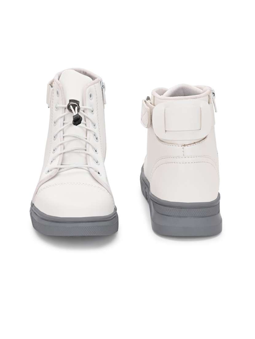 Men White Lace Up Boot - 22254968 -  Standard Image - 4