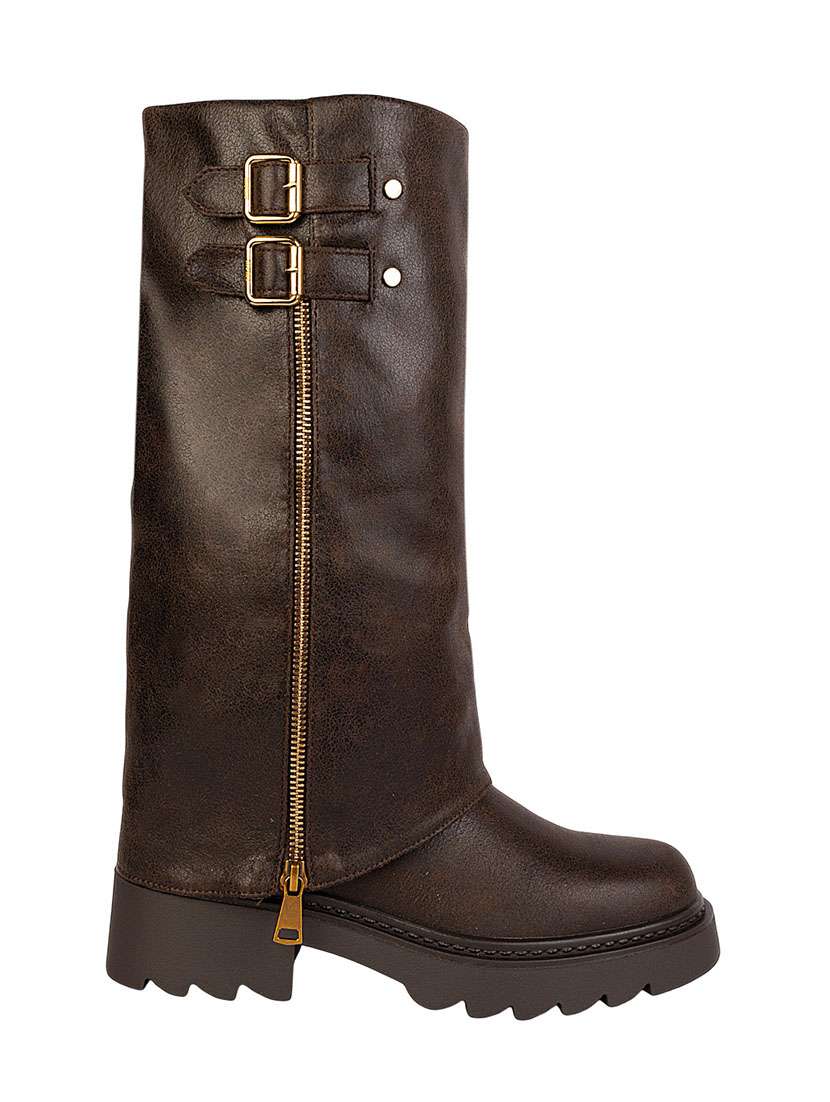 women solid knee length boots - 22255000 -  Standard Image - 1