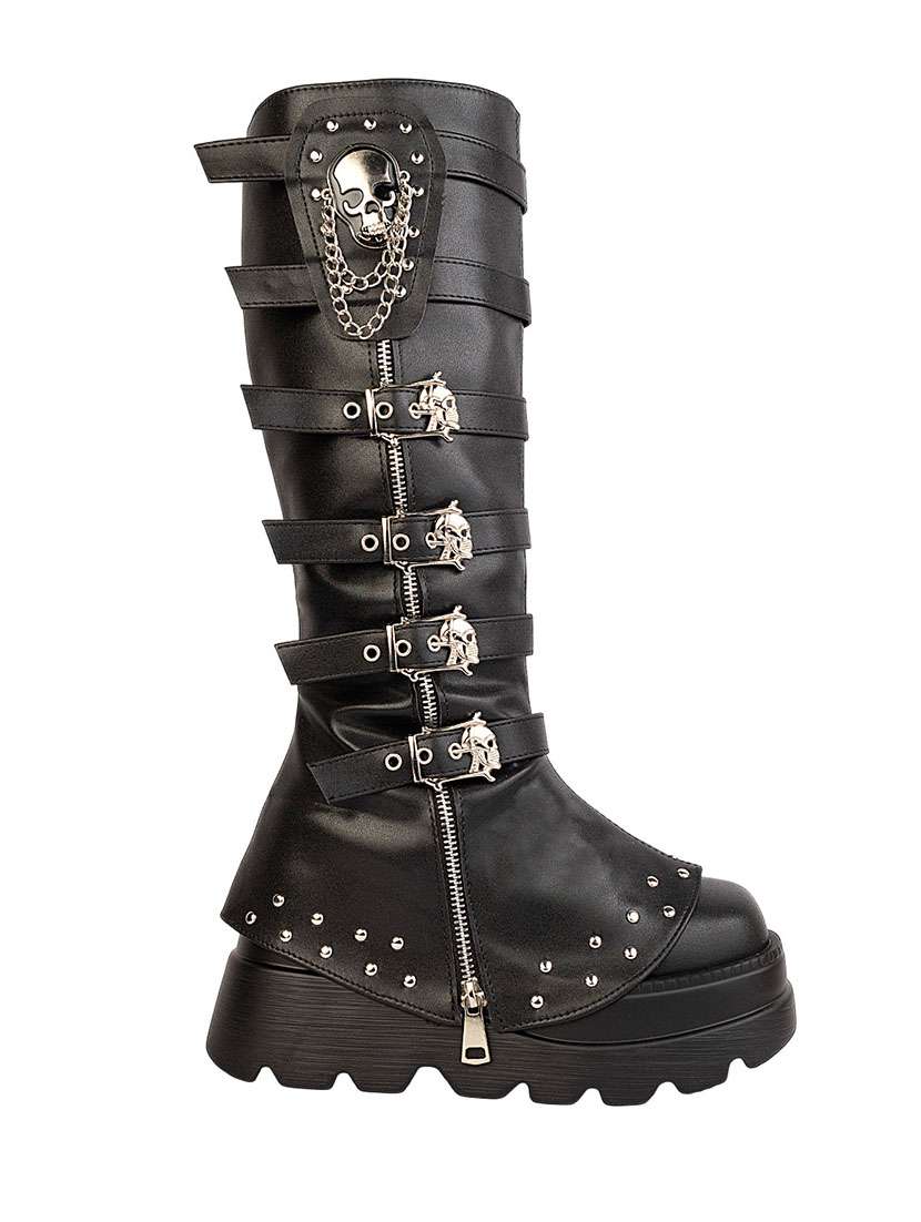 women solid knee length boots - 22255002 -  Standard Image - 1