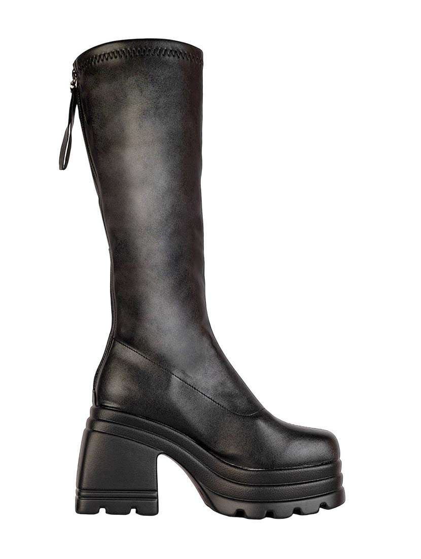 women solid block heel knee length boots - 22255004 -  Standard Image - 1