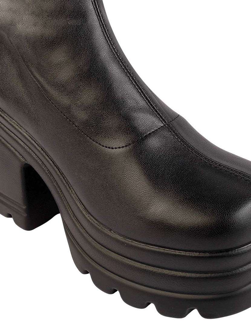 women solid block heel knee length boots - 22255004 -  Standard Image - 4