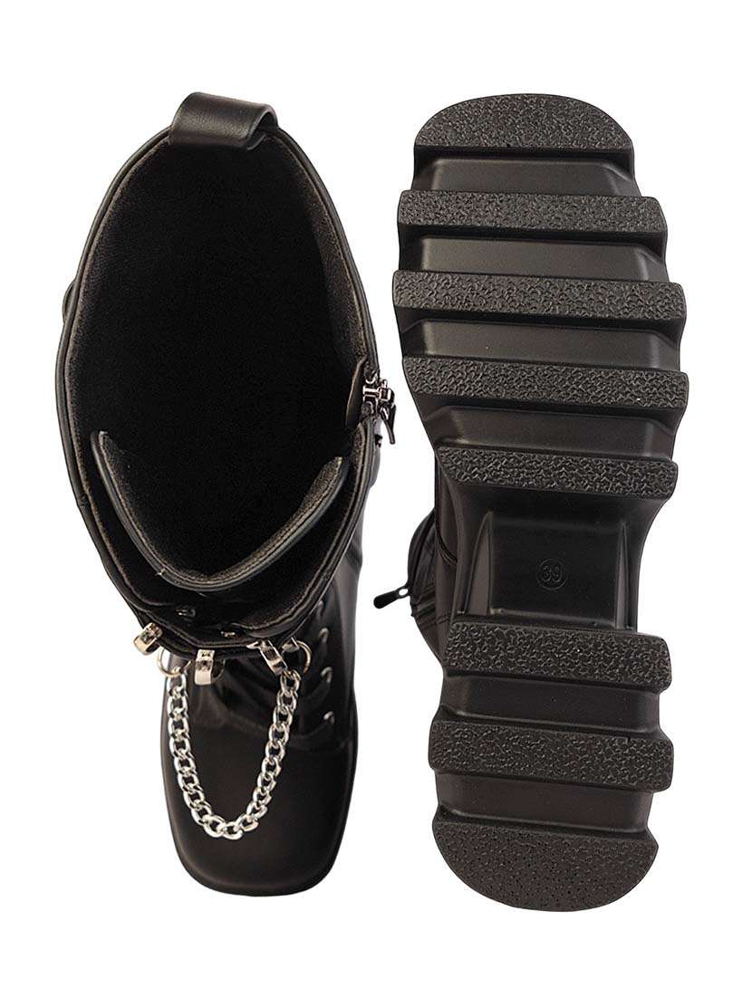 women solid block heel knee length boots - 22255005 -  Standard Image - 4