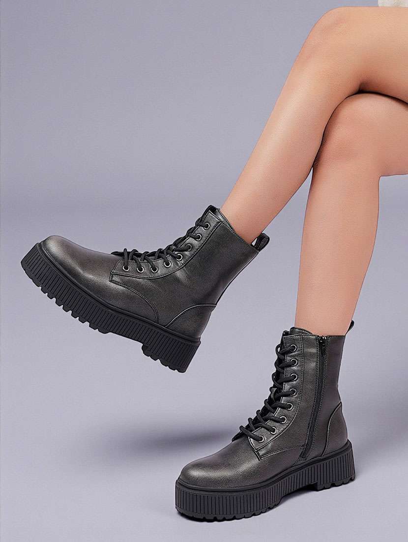 women solid ankle length boots