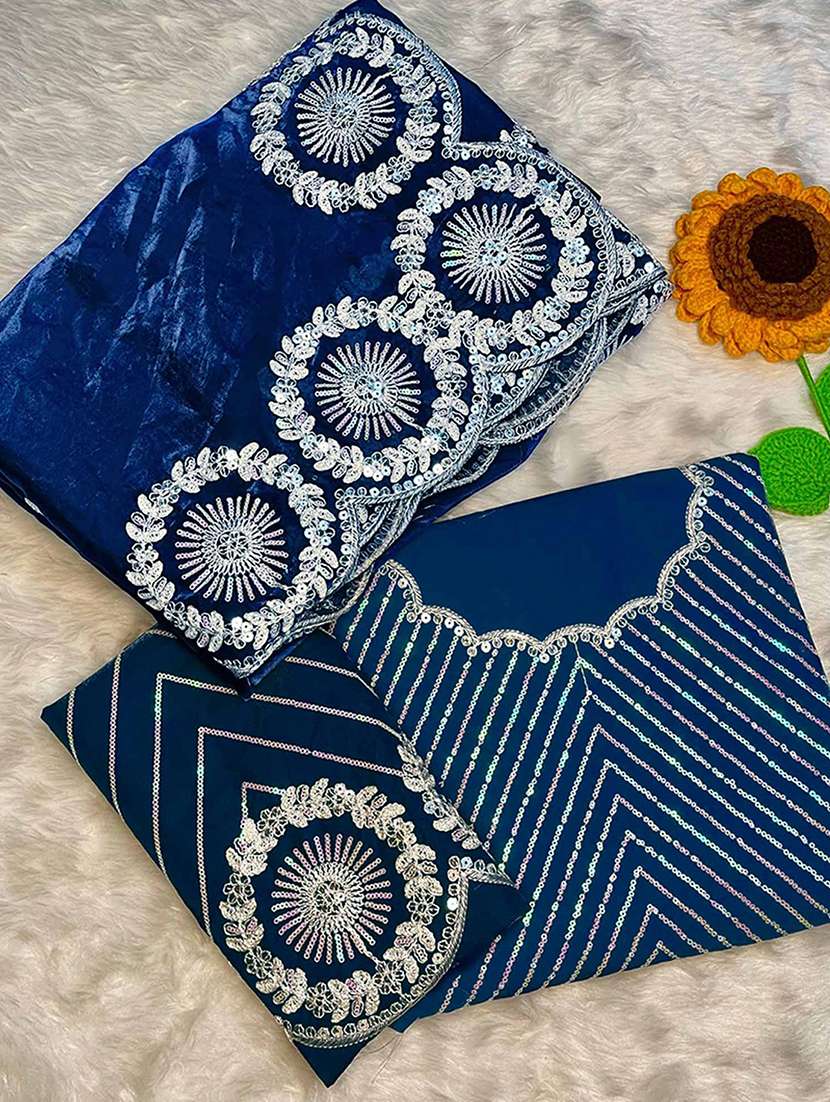 women solid with embroidered bordered saree with blouse - 22255074 -  Standard Image - 4