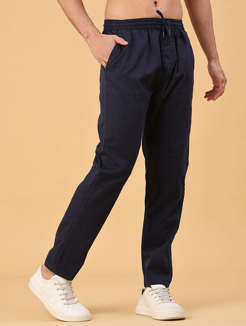 men solid mid rise full length track pant - 22255150 -  Standard Image - 1