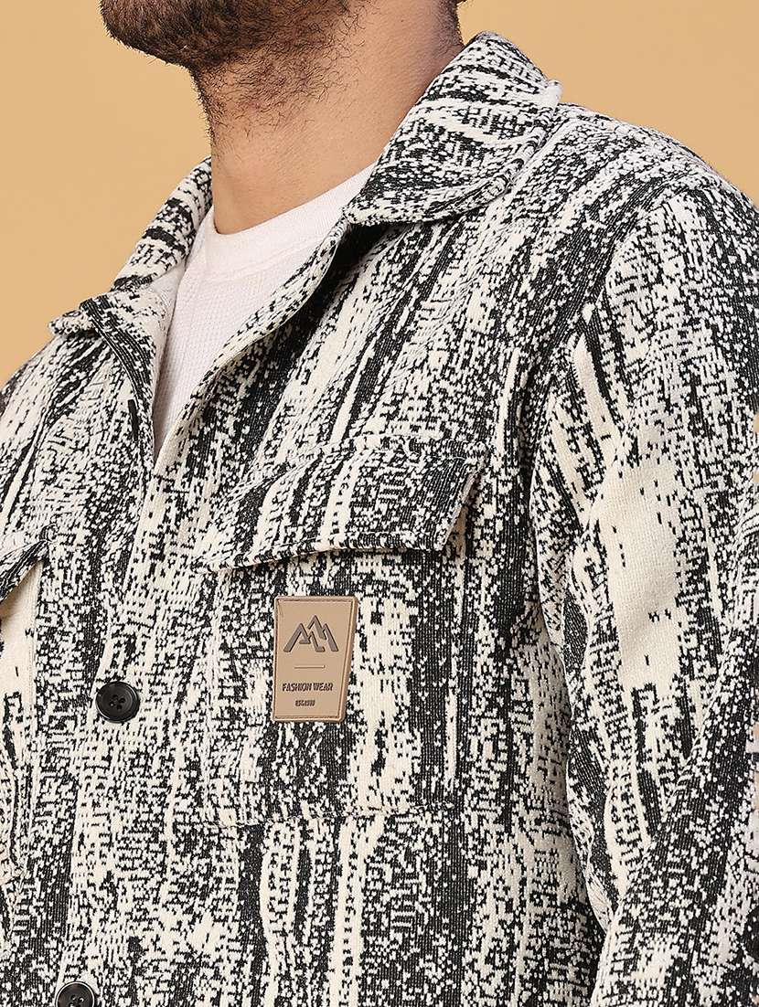 men printed collared long sleeve shacket - 22255163 -  Standard Image - 4