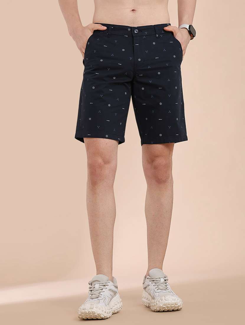 men printed short sleeves regular fit shorts
