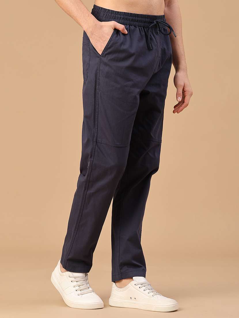 men solid mid rise full length track pant - 22255170 -  Standard Image - 1