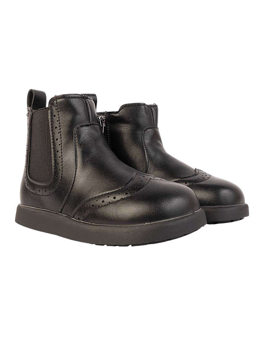 kids black solid ankle length boot - 22255193 -  Standard Image - 1