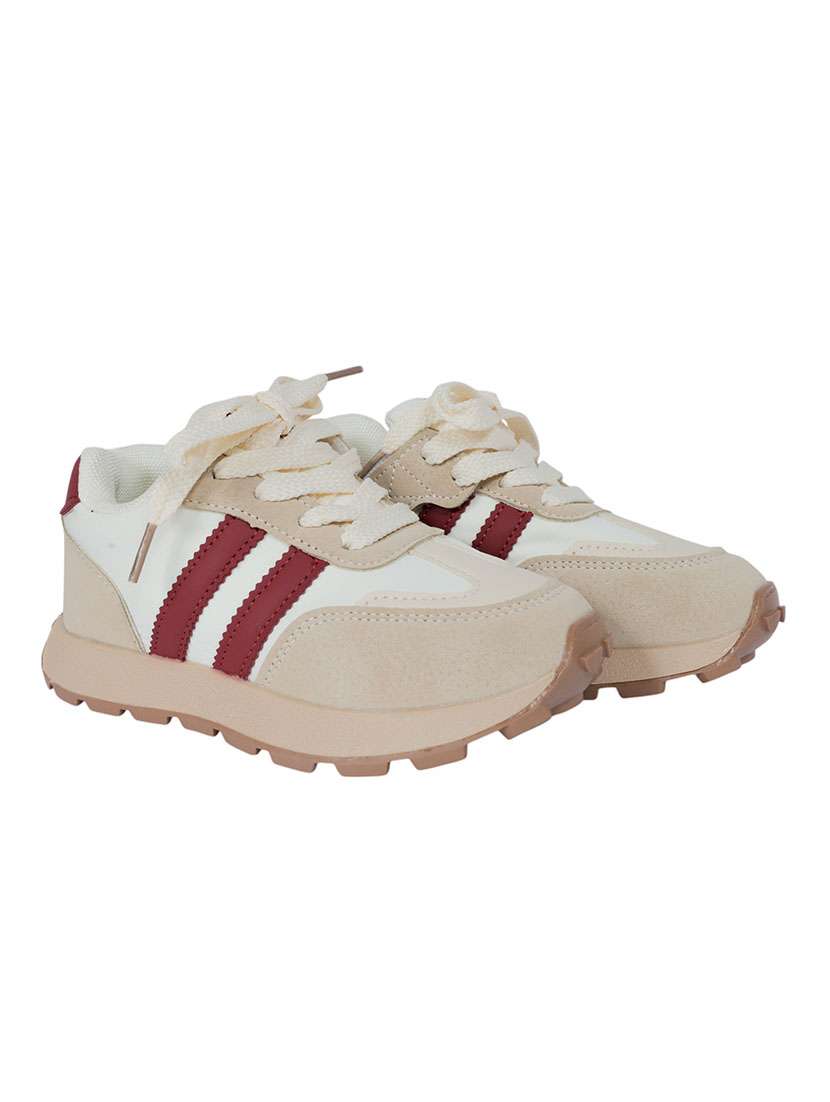 kids cream color blocked lace up sneaker - 22255215 -  Standard Image - 1