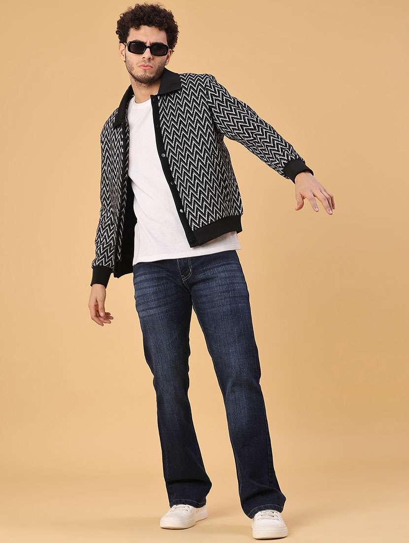 men self designed collared long sleeve shacket - 22255347 -  Standard Image - 4