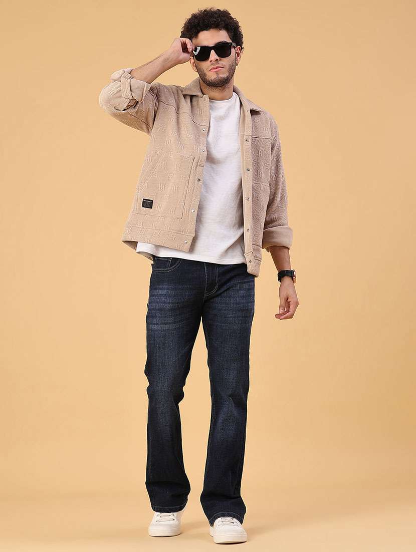 men self desigend collared long sleeve shacket - 22255433 -  Standard Image - 4