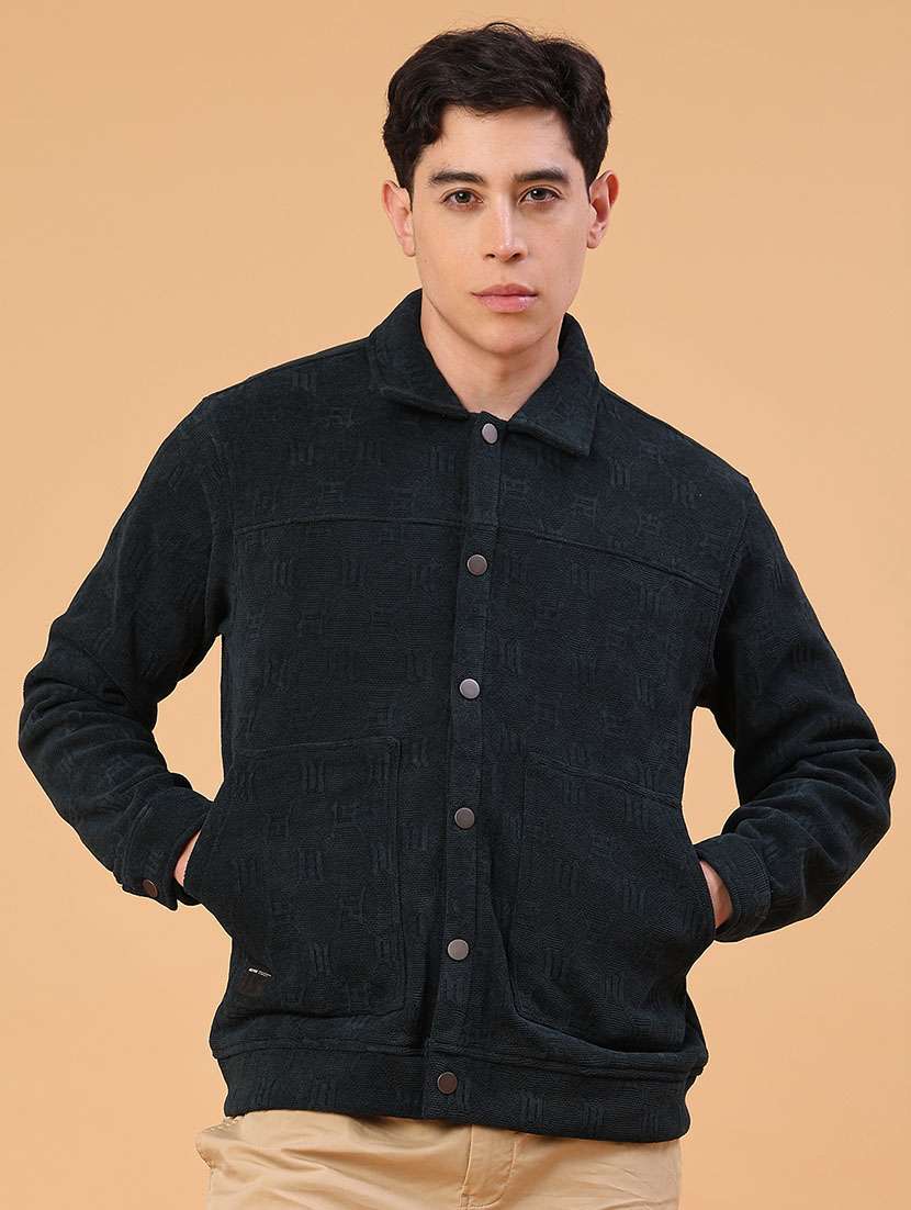 men self designed long sleeve shacket - 22255434 -  Standard Image - 1