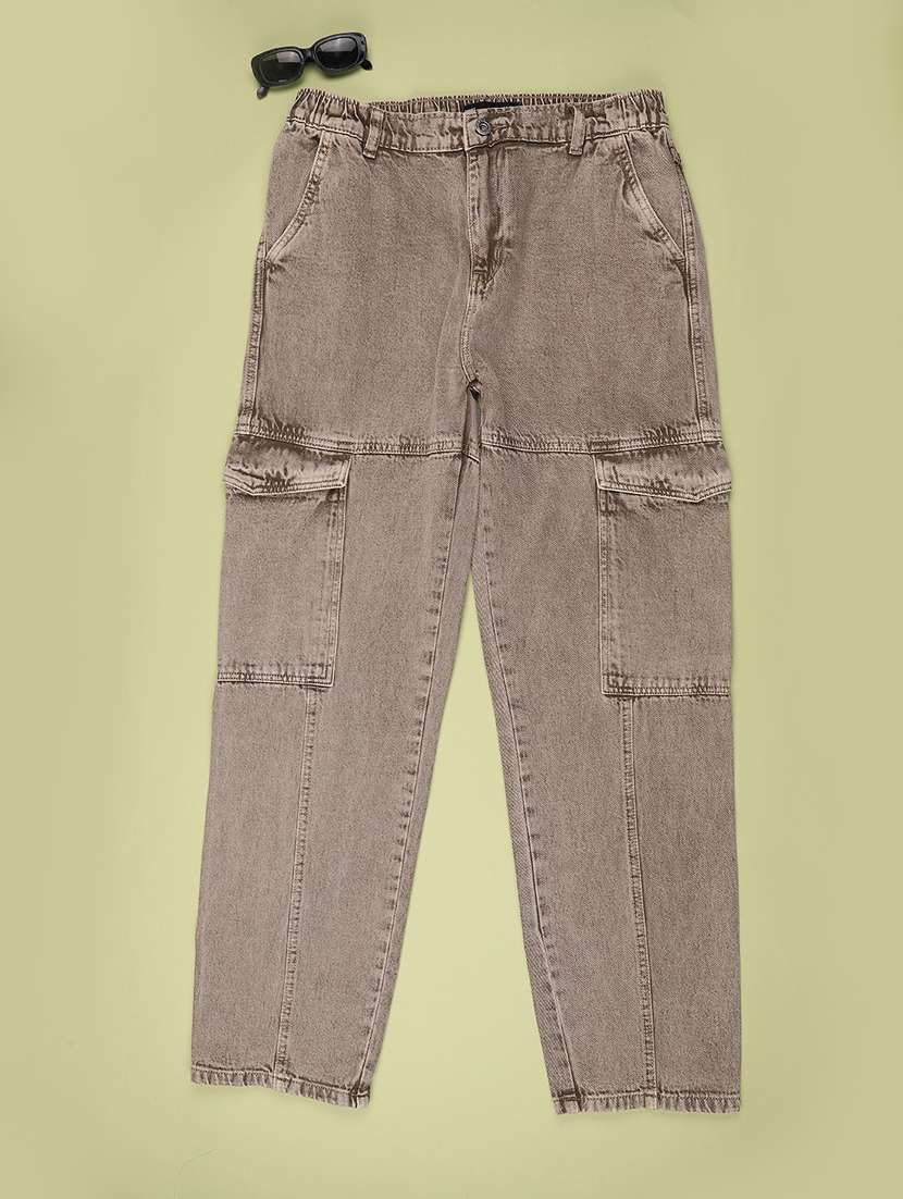 boys washed mid rise regular fir cargo jeans - 22255448 -  Standard Image - 1