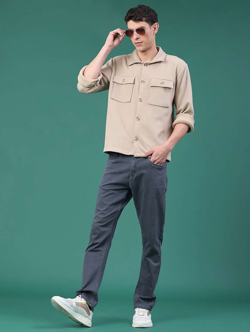 Men Self Design Long Sleeve Regular Fit Shacket - 22255482 -  Standard Image - 4