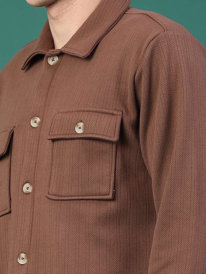 Men Self Design Long Sleeve Regular Fit Shacket - 22255483 -  Standard Image - 4