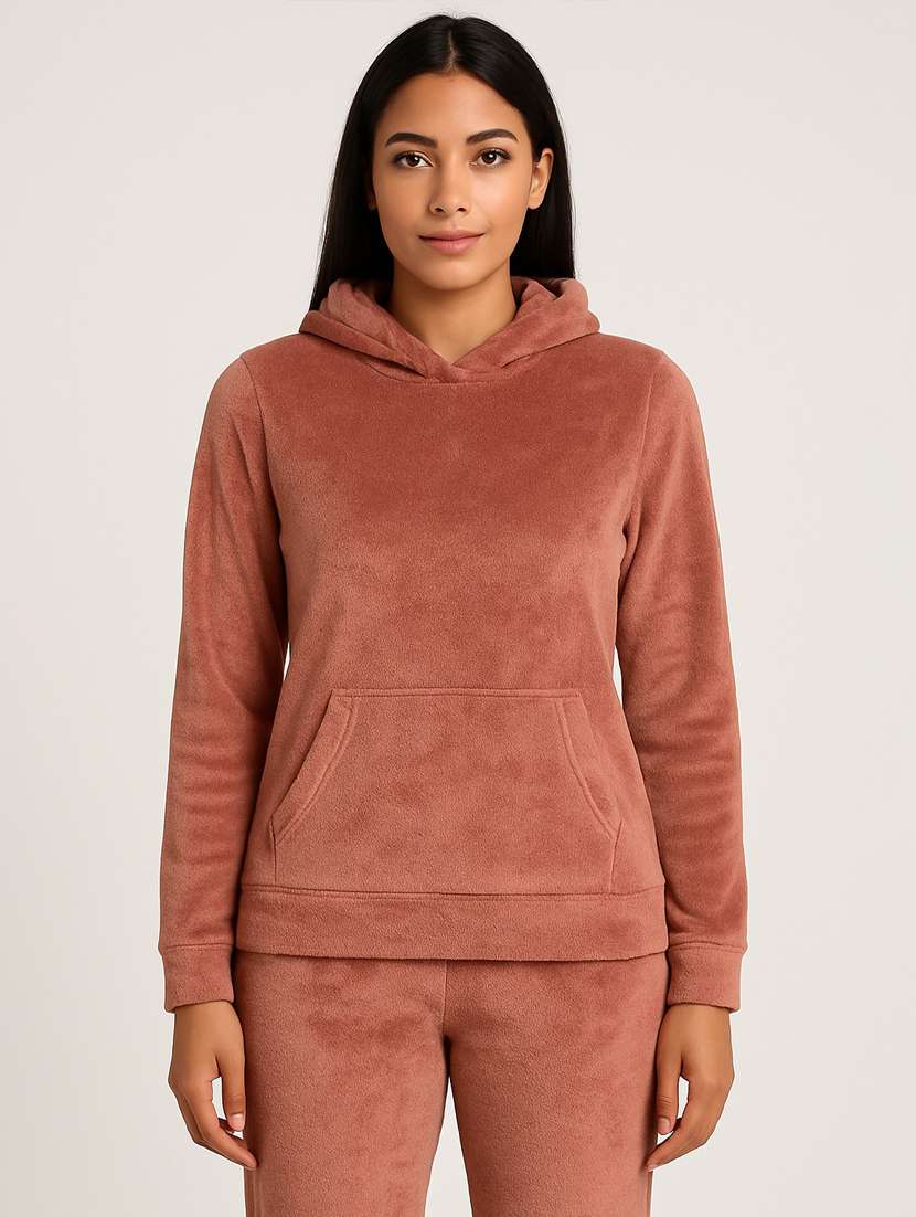 women solid long sleeve nightwear pyjama set - 22255675 -  Standard Image - 1