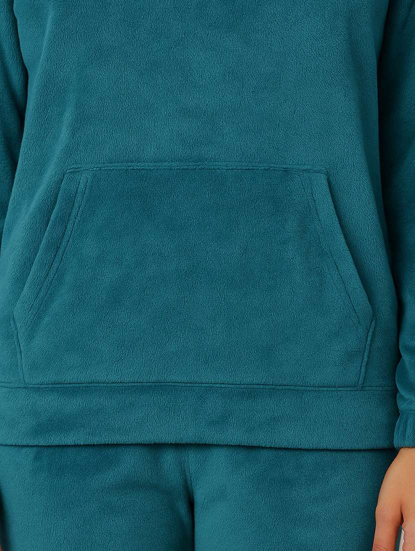 women solid long sleeve nightwear pyjama set - 22255678 -  Standard Image - 4