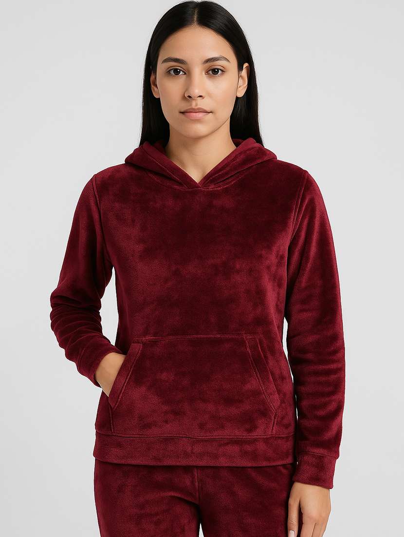 women solid long sleeve nightwear pyjama set - 22255680 -  Standard Image - 4