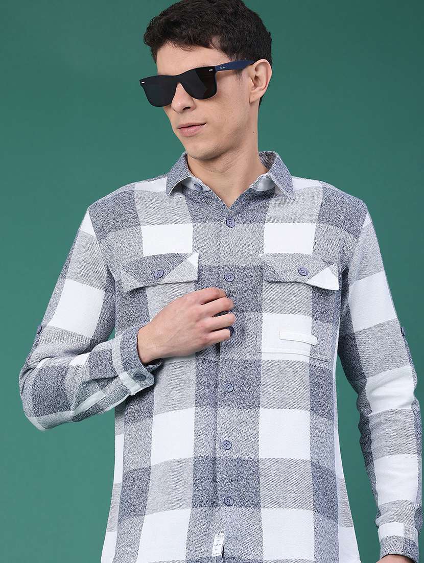 blue cotton shacket