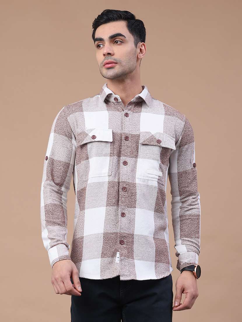 Brown Cotton Shacket - 22256255 -  Standard Image - 1