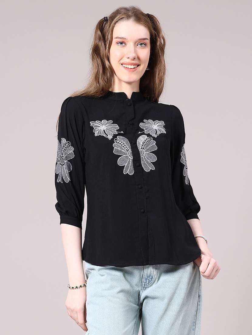 women black cotton regular shirt