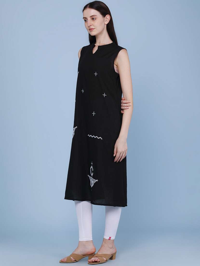 women embroidered sleeveless a-line kurta - 22256900 -  Standard Image - 4