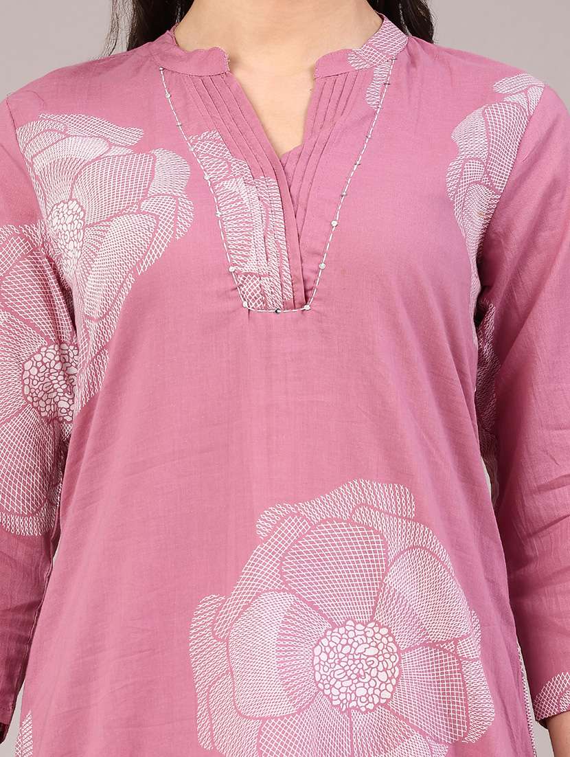 women floral printed three quarter sleeve kurta palazzo set - 22256901 -  Standard Image - 1