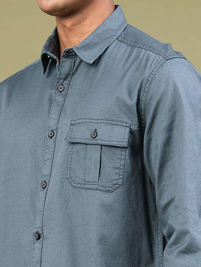 men solid long sleeve regular fit casual shirt - 22257004 -  Standard Image - 1